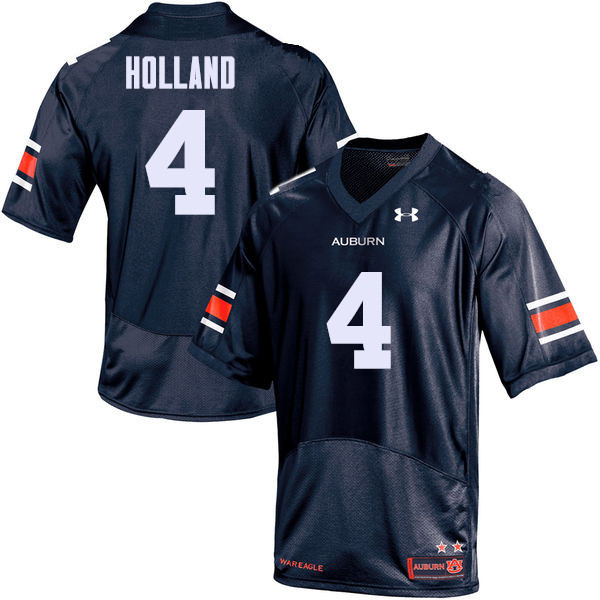 Men's Auburn Tigers #4 Jeff Holland Navy College Stitched Football Jersey